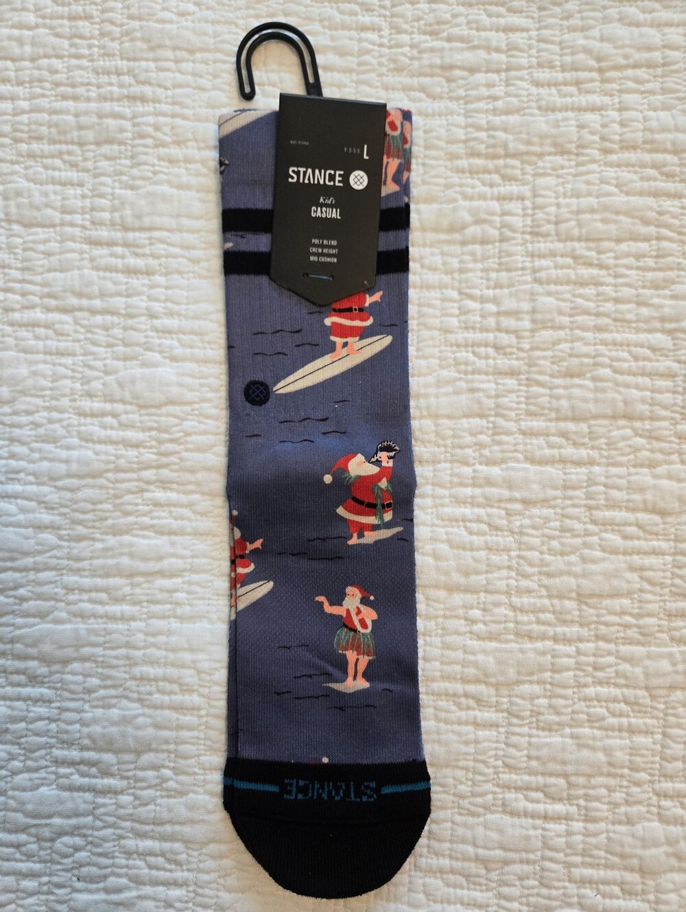 Stance Surfing Santa Kids Crew Socks in Blue and Red